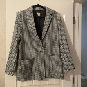 Boyfriend Blazer Grey and Blue Plaid Size Medium